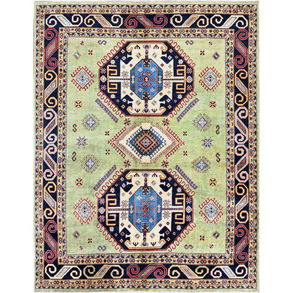 Kazak Wool Hand Knotted Rug Green 8.0x10.4 -O0301