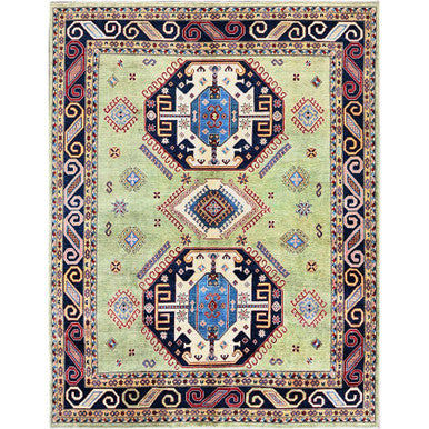 Kazak Wool Hand Knotted Rug Green 8.0x10.4 -O0301