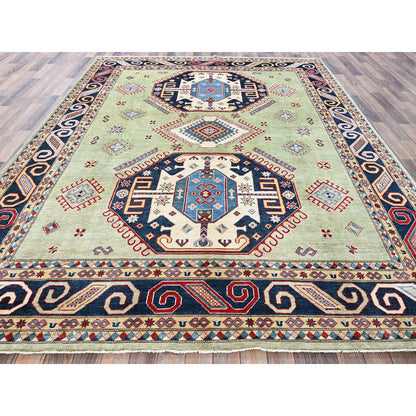 Kazak Wool Hand Knotted Rug Green 8.0x10.4 -O0301