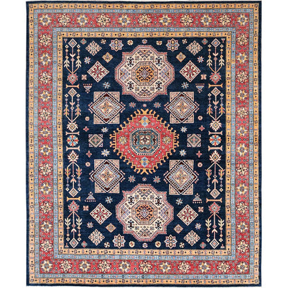 Kazak Wool Hand Knotted Rug Blue 8.1x9.8 -O0304