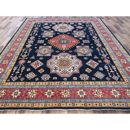 Kazak Wool Hand Knotted Rug Blue 8.1x9.8 -O0304