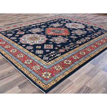 Kazak Wool Hand Knotted Rug Blue 8.1x9.8 -O0304