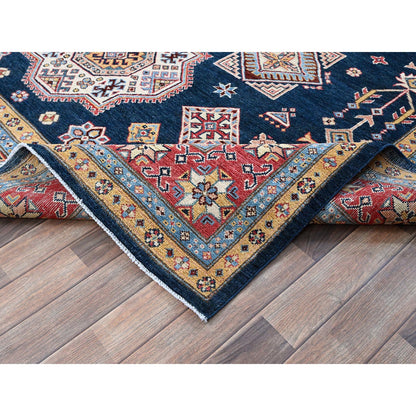 Kazak Wool Hand Knotted Rug Blue 8.1x9.8 -O0304
