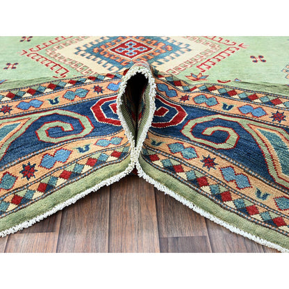 Kazak Wool Hand Knotted Rug Green 8.4x9.7 -O0306