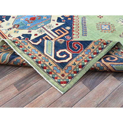 Kazak Wool Hand Knotted Rug Green 8.4x9.7 -O0306