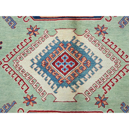 Kazak Wool Hand Knotted Rug Green 8.4x9.7 -O0306