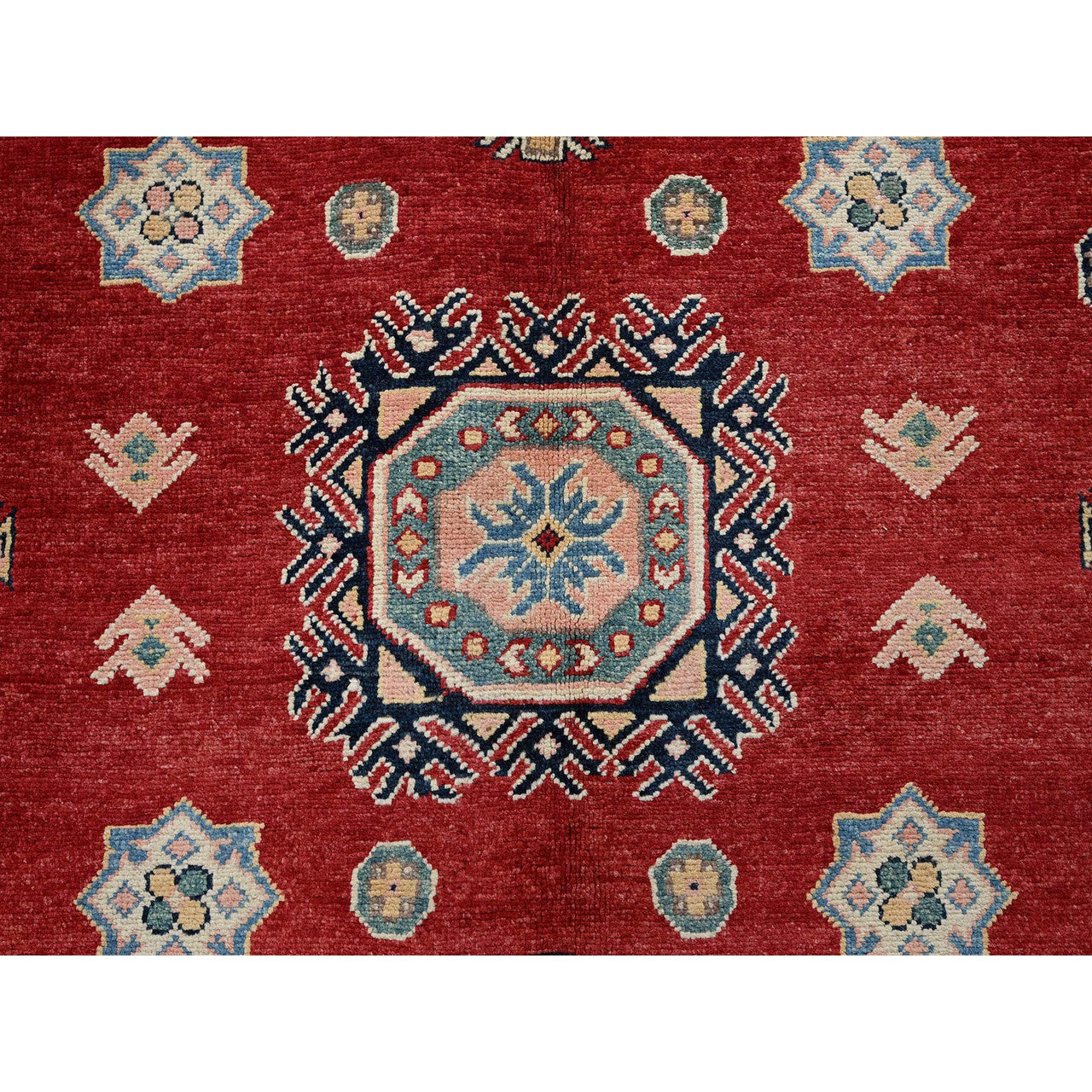 Red 7'10" x 9'9" Kazak Hand knotted Wool Rug - Sku: O0310