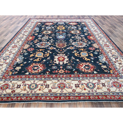 Heriz Wool Hand Knotted Rug Blue 9.0x11.7 -O0317