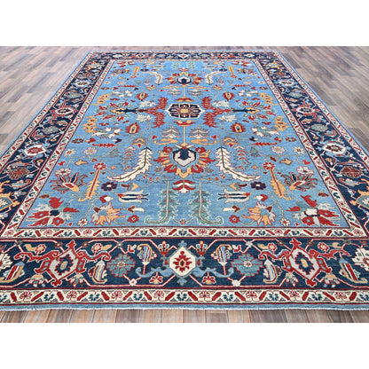 Heriz Wool Hand Knotted Rug Blue 9.2x11.8 -O0318