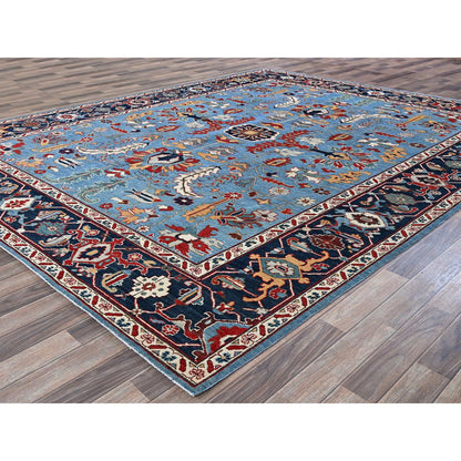 Heriz Wool Hand Knotted Rug Blue 9.2x11.8 -O0318