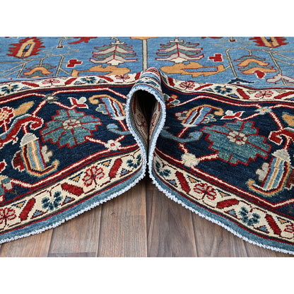 Heriz Wool Hand Knotted Rug Blue 9.2x11.8 -O0318