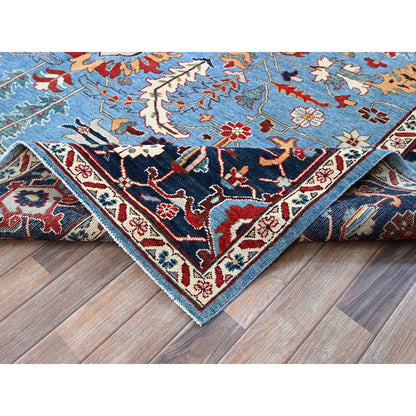 Heriz Wool Hand Knotted Rug Blue 9.2x11.8 -O0318