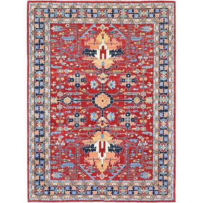 Heriz Wool Hand Knotted Rug Red 8.10x11.11 -O0319