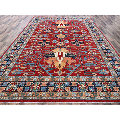 Heriz Wool Hand Knotted Rug Red 8.10x11.11 -O0319