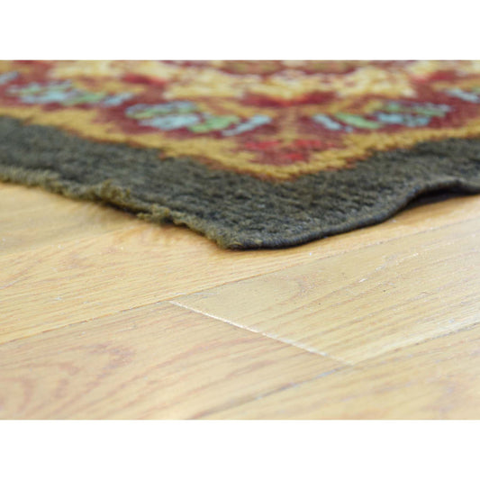 Antique Wool Hand Knotted Rug Red Multicolored 10.10X14.5 -O032021