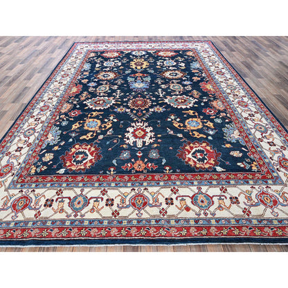 Kazak Wool Hand Knotted Rug Blue 8.10x11.9 -O0320
