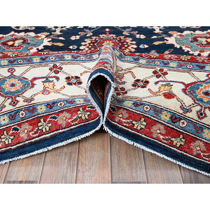 Kazak Wool Hand Knotted Rug Blue 8.10x11.9 -O0320