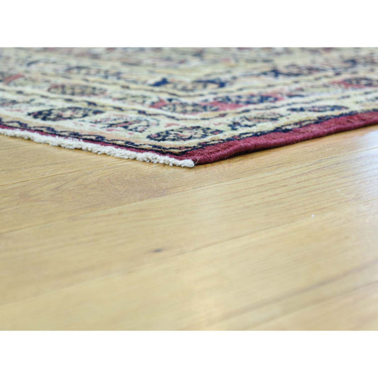 Antique Wool Hand Knotted Rug Red Beige 11.9X15.7 -O032136