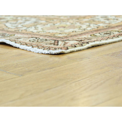 Antique Wool Hand Knotted Rug Ivory Peach 9.8X12.10 -O032137