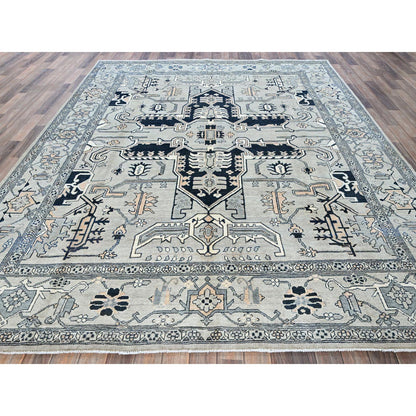 Heriz Wool Hand Knotted Rug Grey 8.0x9.9 -O0321