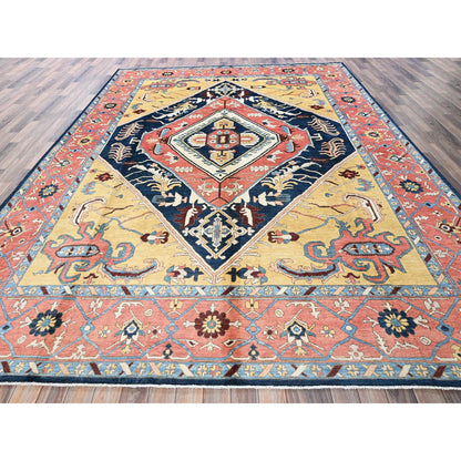 Heriz Wool Hand Knotted Rug Blue 9.0x11.8 -O0322