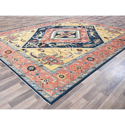 Heriz Wool Hand Knotted Rug Blue 9.0x11.8 -O0322