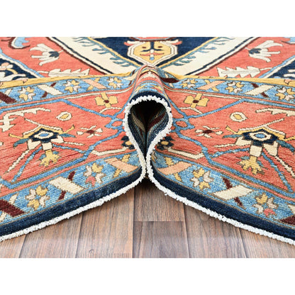 Heriz Wool Hand Knotted Rug Blue 9.0x11.8 -O0322