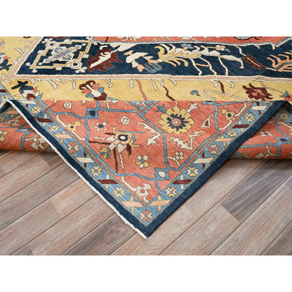 Heriz Wool Hand Knotted Rug Blue 9.0x11.8 -O0322