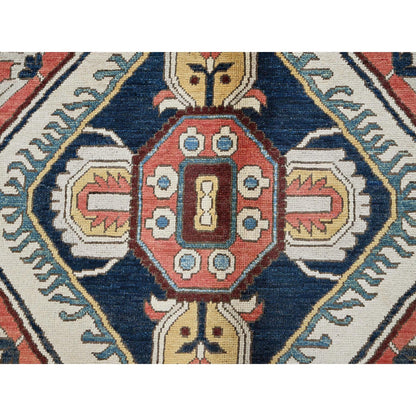 Heriz Wool Hand Knotted Rug Blue 9.0x11.8 -O0322