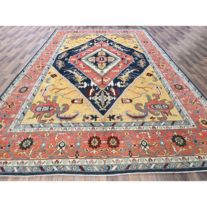 Heriz Wool Hand Knotted Rug Blue 9.11x13.10 -O0323