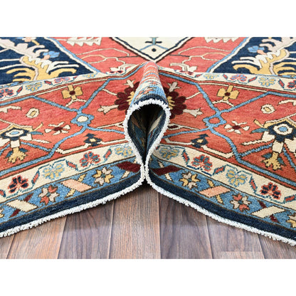 Heriz Wool Hand Knotted Rug Blue 9.11x13.10 -O0323