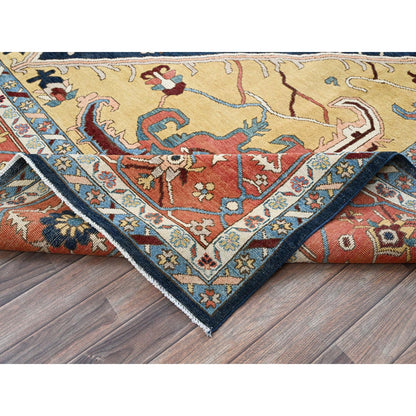 Heriz Wool Hand Knotted Rug Blue 9.11x13.10 -O0323
