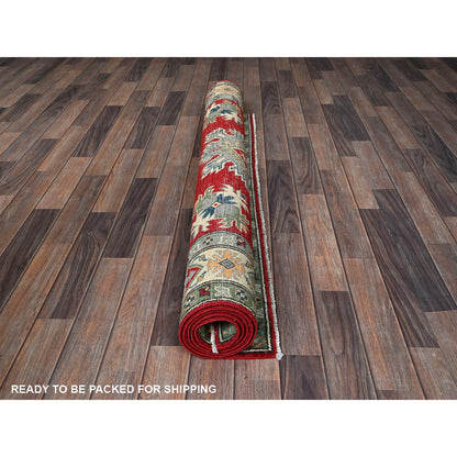 Kazak Wool Hand Knotted Rug Red 4.10x6.10 -O0325