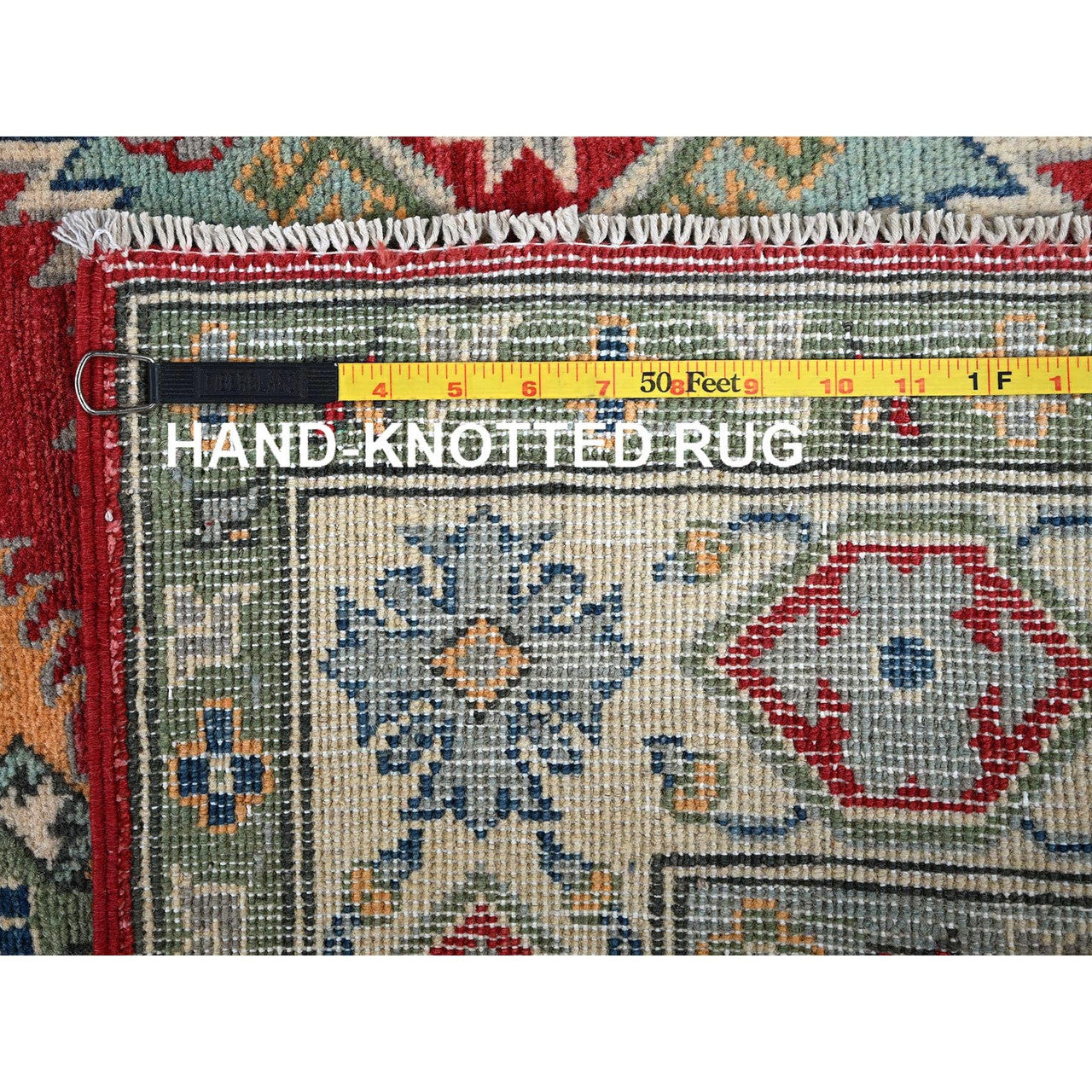 Red 4'10" x 6'10" Kazak Hand knotted Wool Rug - Sku: O0325