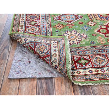 Kazak Wool Hand Knotted Rug Green 5.4x6.8 -O0327