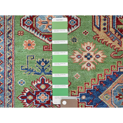 Kazak Wool Hand Knotted Rug Green 5.4x6.8 -O0327