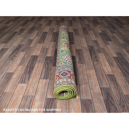 Kazak Wool Hand Knotted Rug Green 5.4x6.8 -O0327