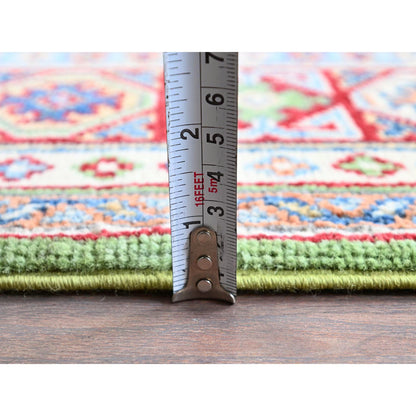 Kazak Wool Hand Knotted Rug Green 5.4x6.8 -O0327