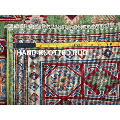 Kazak Wool Hand Knotted Rug Green 5.4x6.8 -O0327