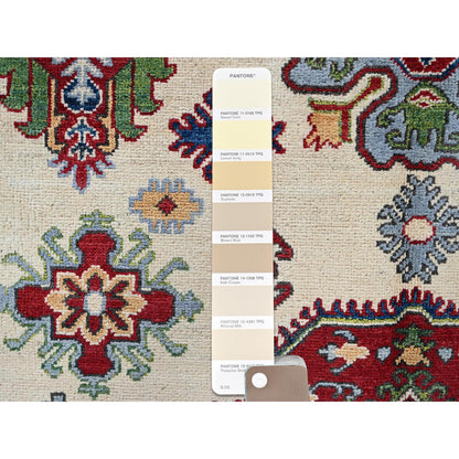 Kazak Wool Hand Knotted Rug Ivory 4.11x6.6 -O0332