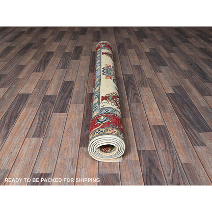 Kazak Wool Hand Knotted Rug Ivory 4.11x6.6 -O0332