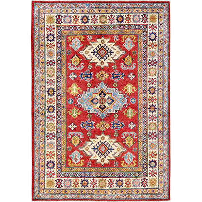 Kazak Wool Hand Knotted Rug Red 4.10x6.11 -O0333