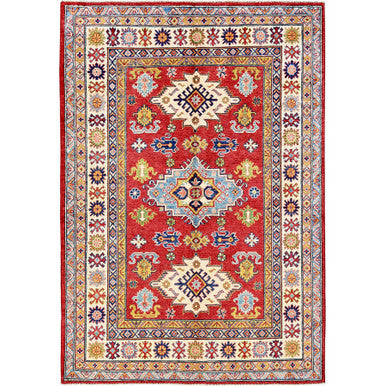 Kazak Wool Hand Knotted Rug Red 4.10x6.11 -O0333