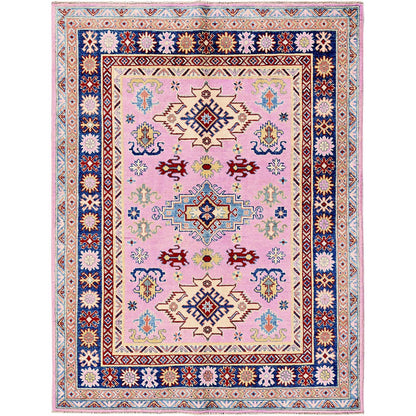 Kazak Wool Hand Knotted Rug Pink 4.11x6.7 -O0334