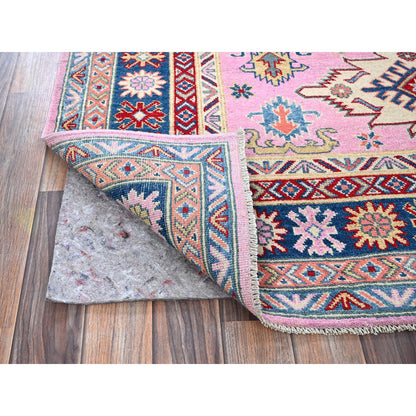 Kazak Wool Hand Knotted Rug Pink 4.11x6.7 -O0334