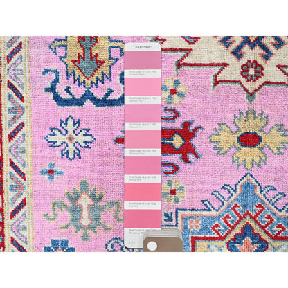 Kazak Wool Hand Knotted Rug Pink 4.11x6.7 -O0334