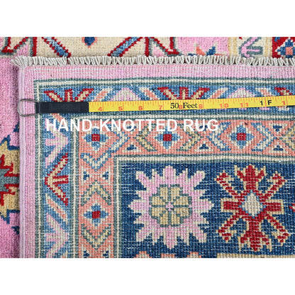 Kazak Wool Hand Knotted Rug Pink 4.11x6.7 -O0334