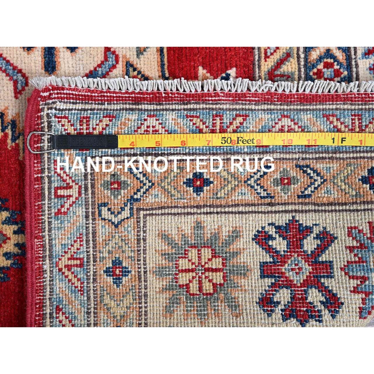 Red 4'9" x 7'1" Kazak Hand knotted Wool Rug - Sku: O0335