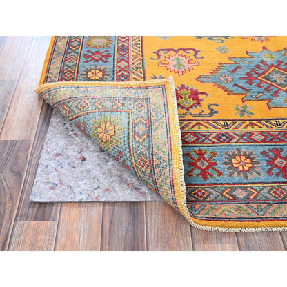 Kazak Wool Hand Knotted Rug Yellow 5.2x6.7 -O0336