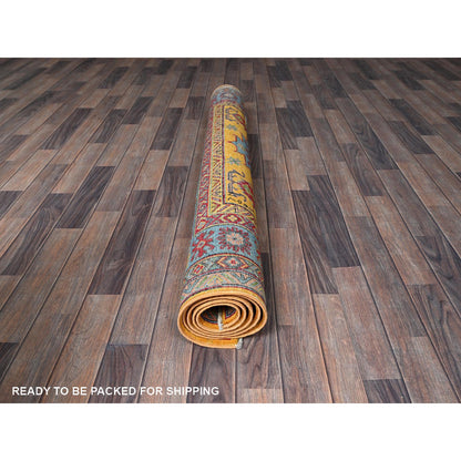 Kazak Wool Hand Knotted Rug Yellow 5.2x6.7 -O0336
